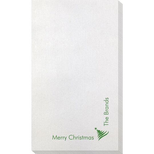 Corner Text with Artistic Christmas Tree Bamboo Luxe Guest Towels